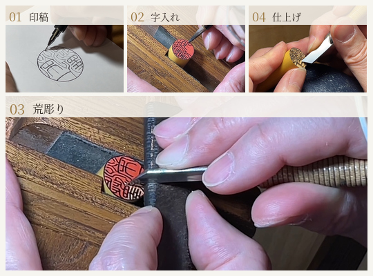 手彫り印章の製作工程